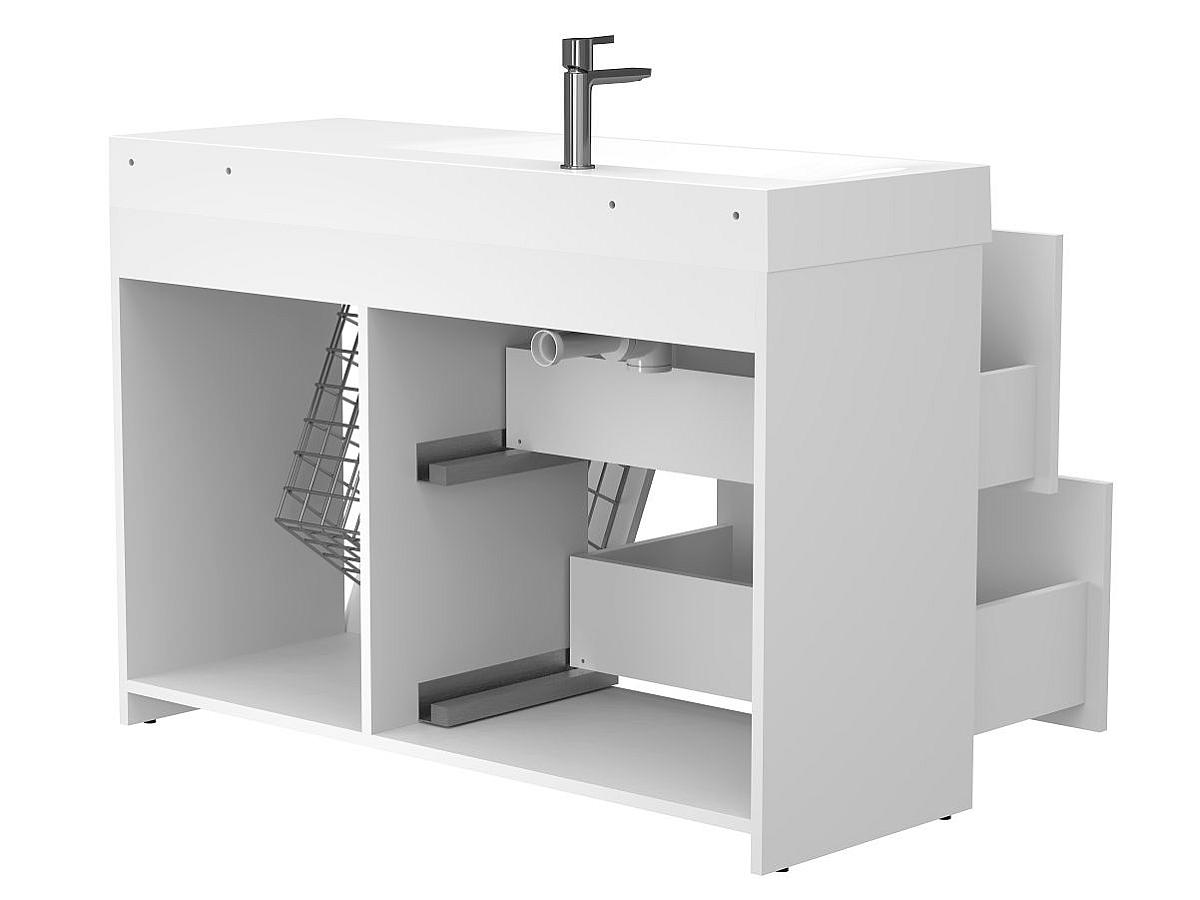 Тумба напольная ALBA Белая с умывальником VIOLA 1200 L