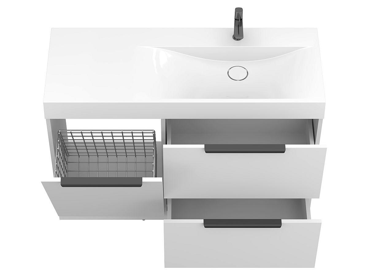 Тумба напольная ALBA Белая с умывальником VIOLA 1200 R