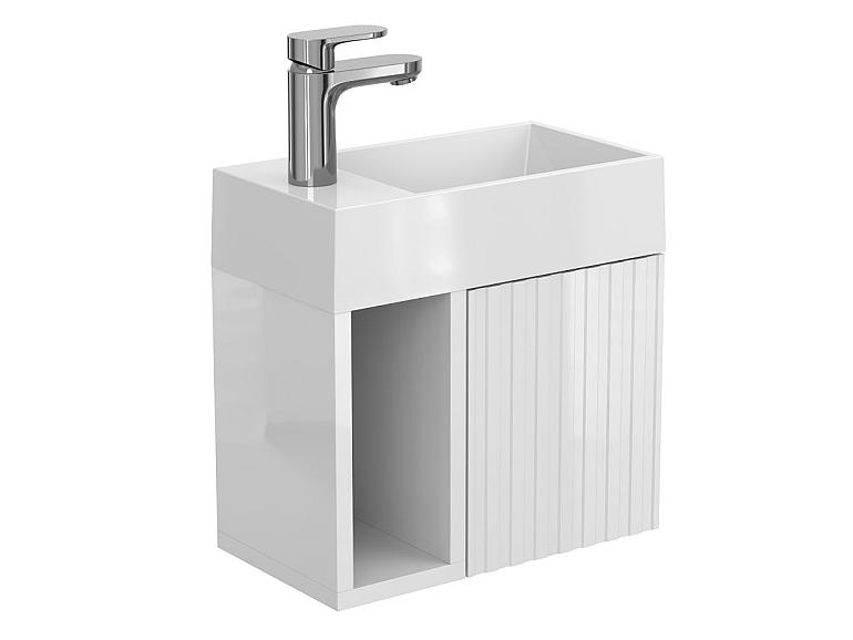 Тумба підвісна AURA біла глянцева з умивальником COPPER 400