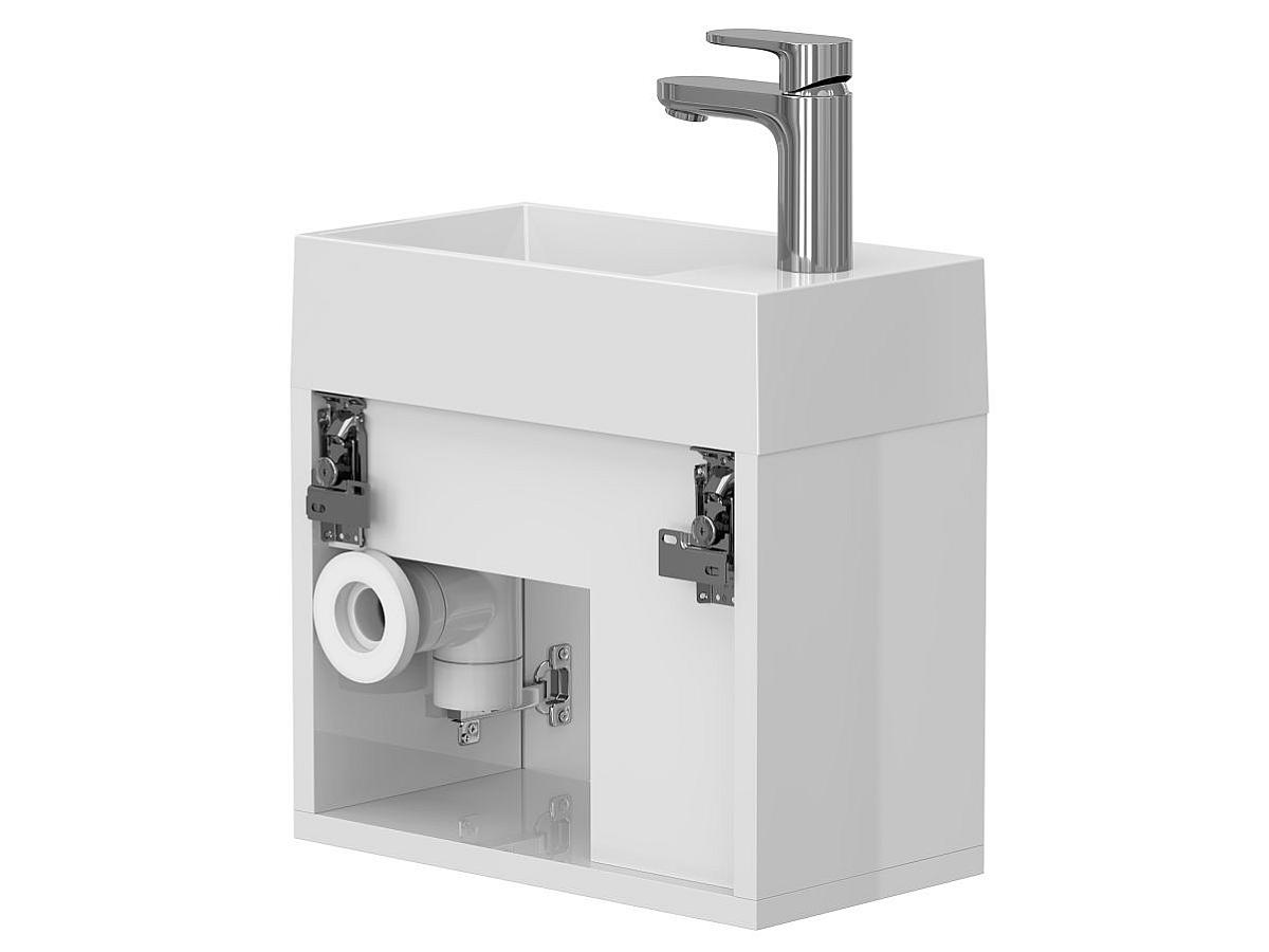 Тумба подвесная AURA белая глянцевая с умывальником COPPER 400