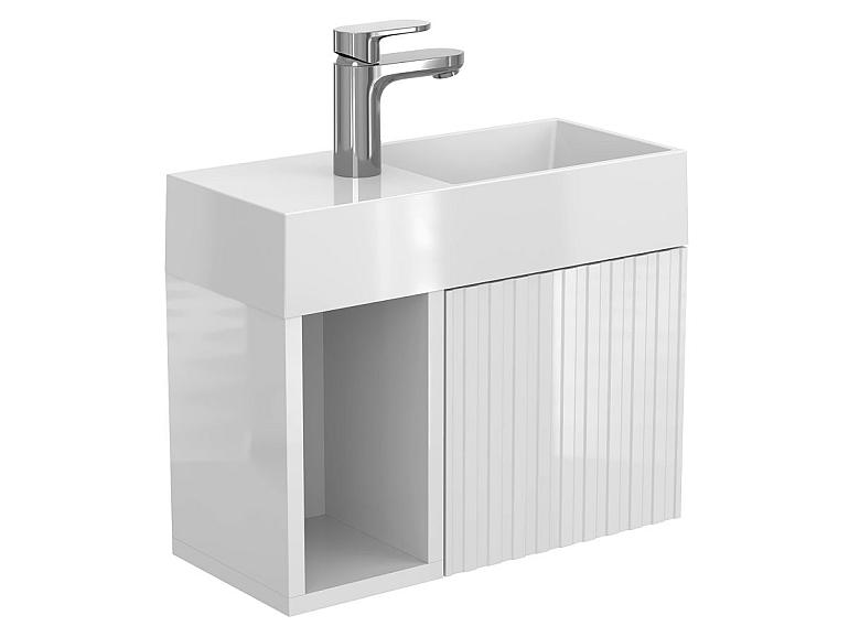 Тумба підвісна AURA біла глянцева з умивальником COPPER 500