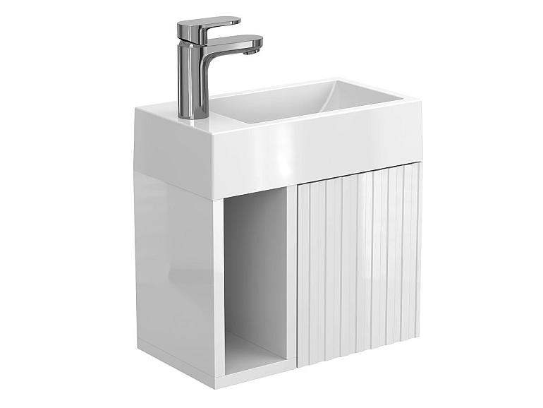 Тумба підвісна AURA біла глянцева з умивальником FARO