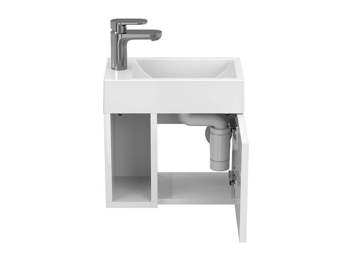 Тумба подвесная AURA белая глянцевая с умывальником FARO