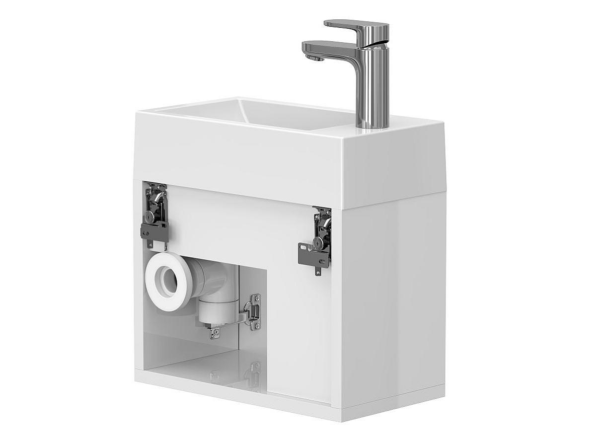 Тумба подвесная AURA белая глянцевая с умывальником FARO