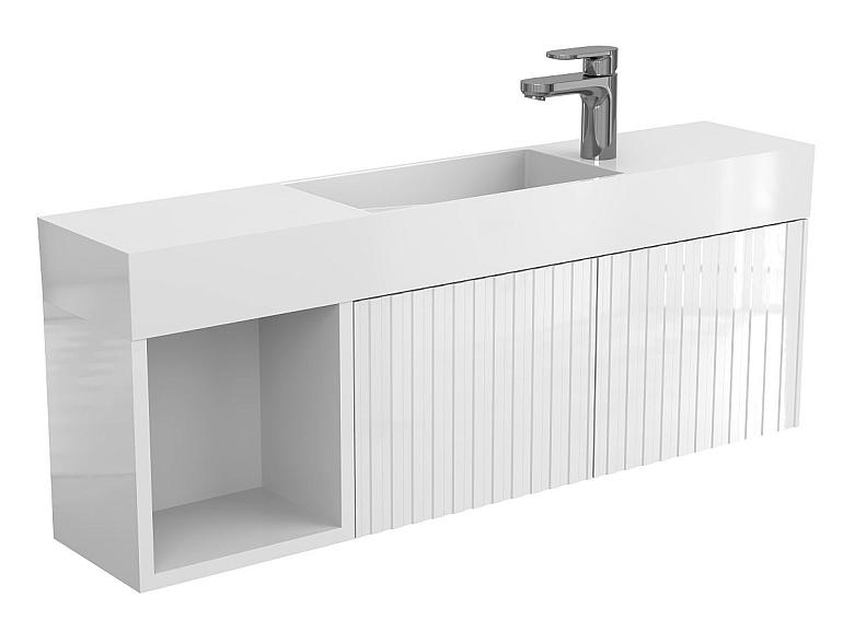 Тумба підвісна AURA біла глянцева з умивальником TONI 1050