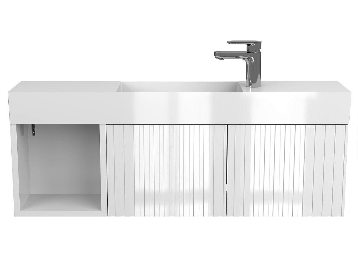 Тумба подвесная AURA белая глянцевая с умывальником TONI 1050