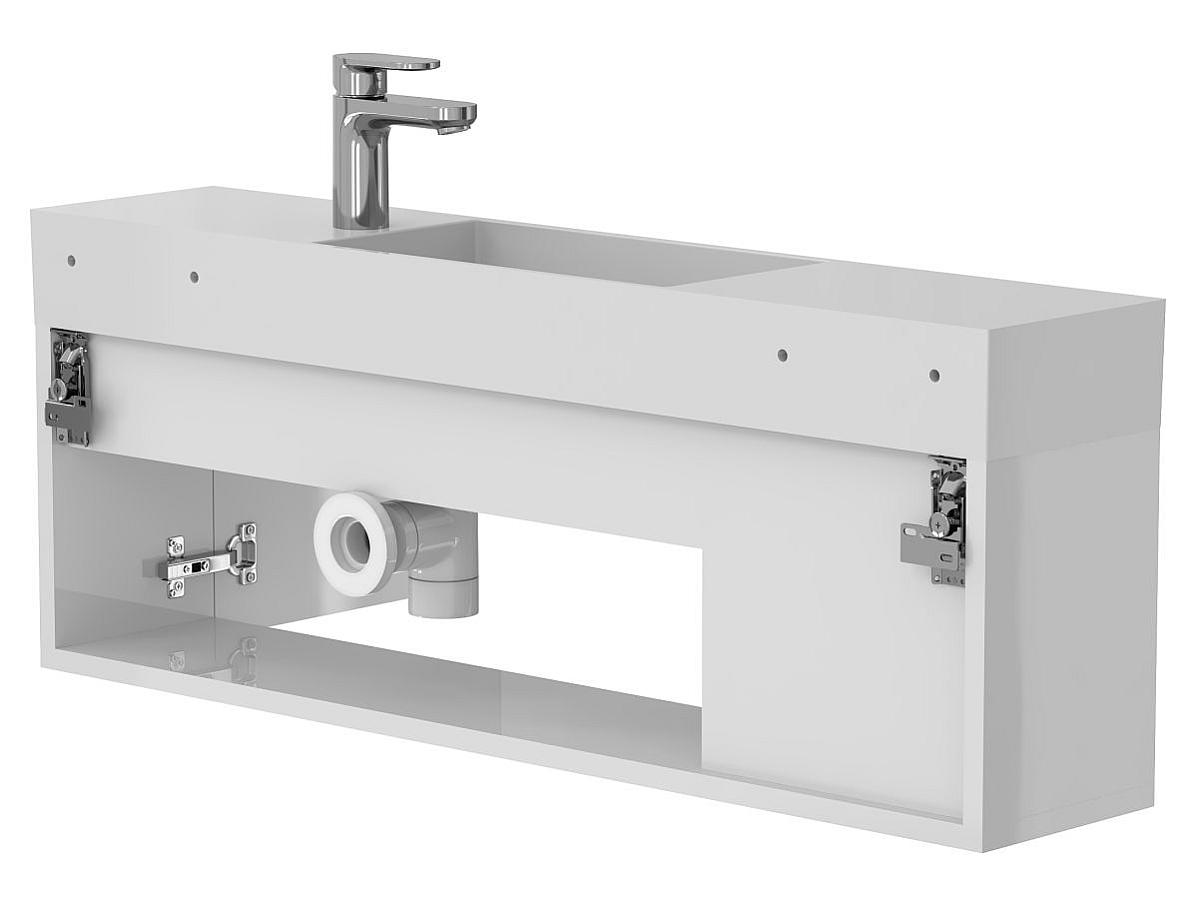 Тумба подвесная AURA белая глянцевая с умывальником TONI 1050
