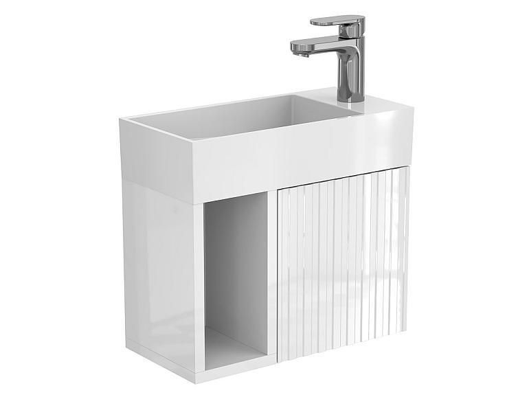 Тумба підвісна AURA біла глянцева з умивальником TONI 450