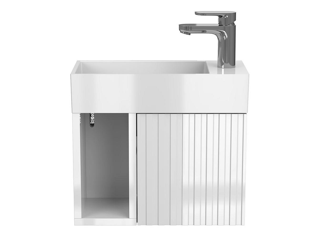 Тумба подвесная AURA белая глянцевая с умывальником TONI 450