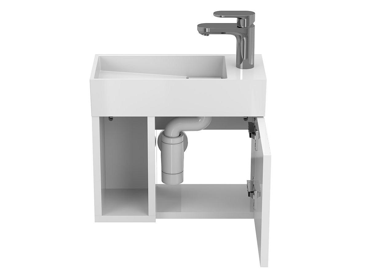 Тумба подвесная AURA белая глянцевая с умывальником TONI 450
