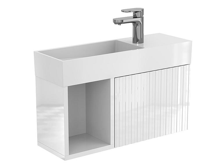 Тумба підвісна AURA біла глянцева з умивальником TONI 650