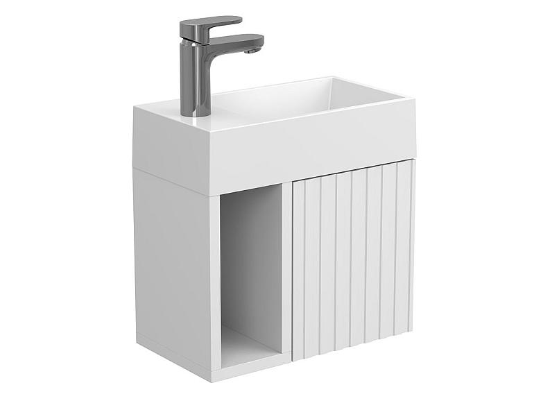 Тумба підвісна AURA біла матова з умивальником COPPER 400