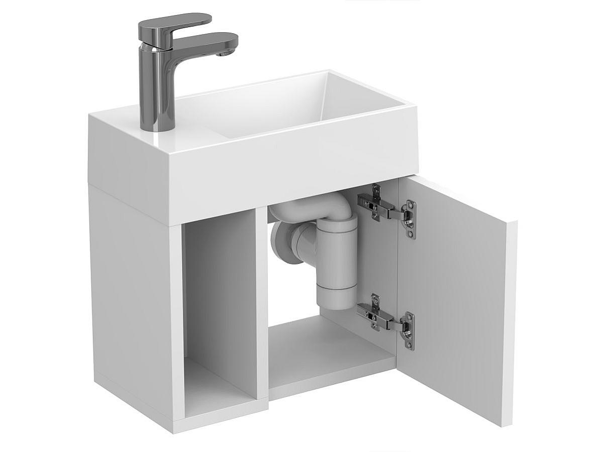 Тумба підвісна AURA біла матова з умивальником COPPER 400