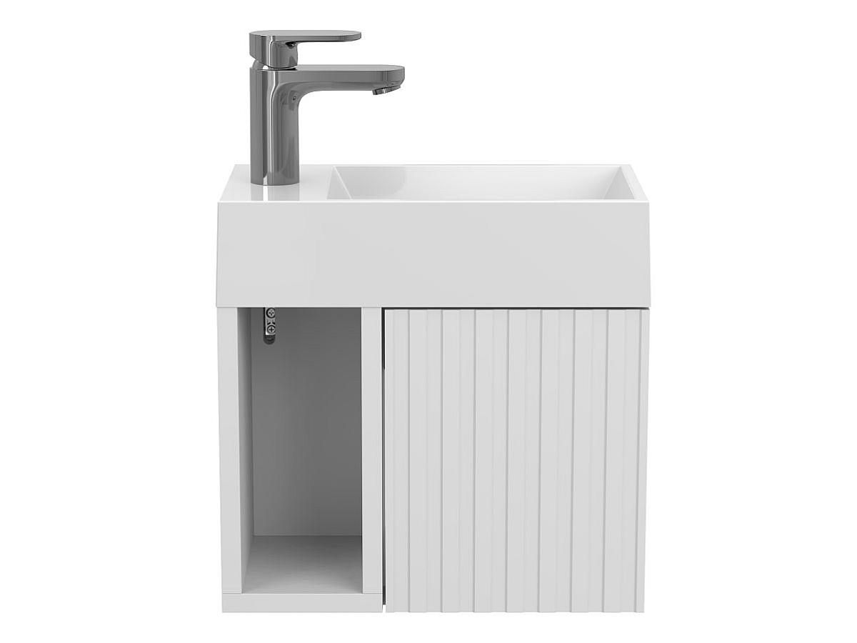 Тумба підвісна AURA біла матова з умивальником COPPER 400