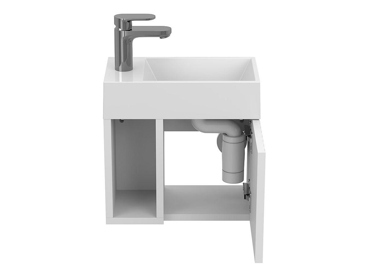 Тумба підвісна AURA біла матова з умивальником COPPER 400