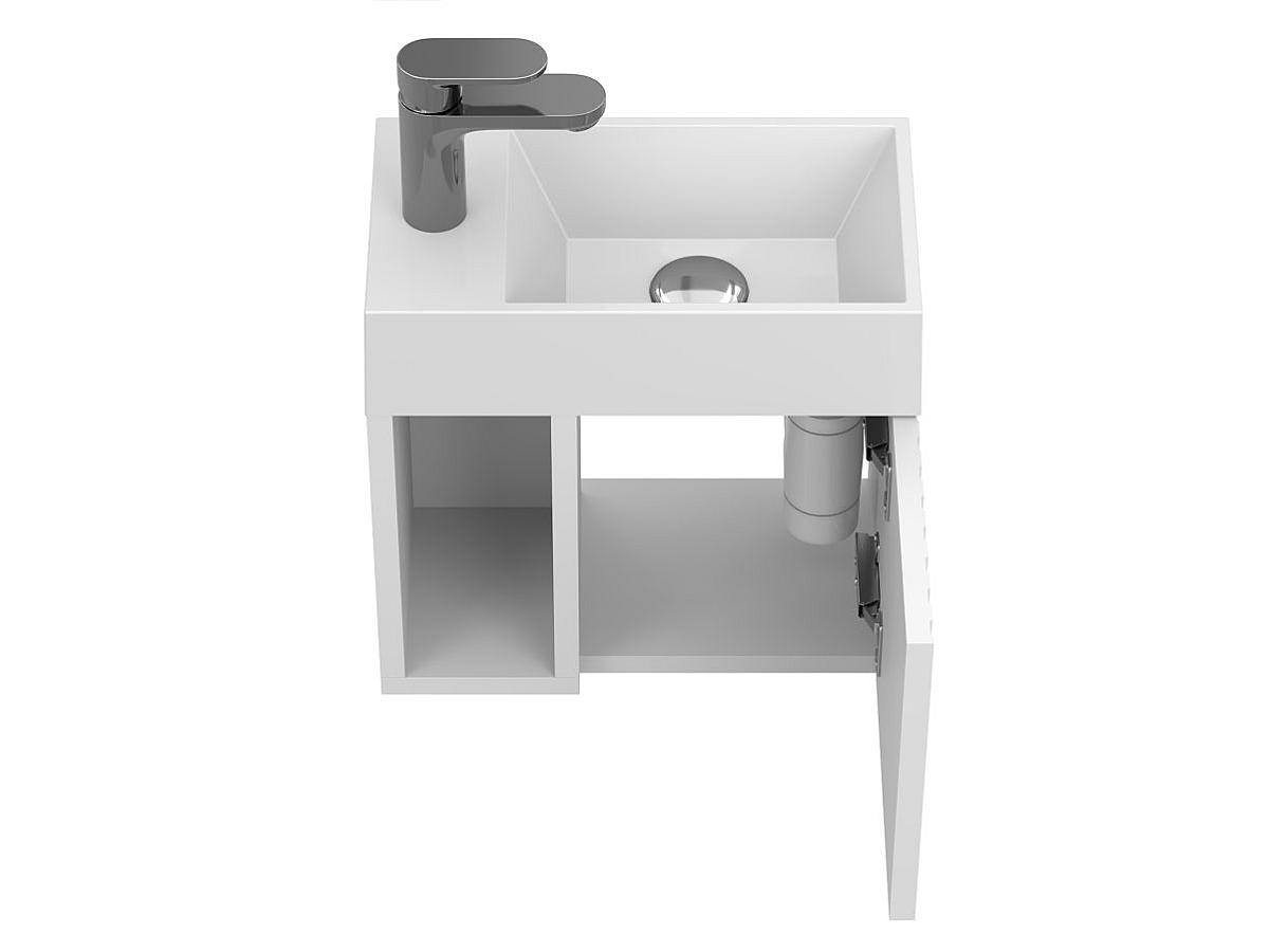 Тумба підвісна AURA біла матова з умивальником COPPER 400