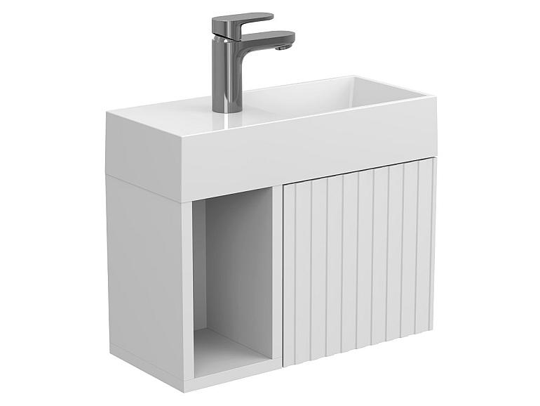 Тумба підвісна AURA біла матова з умивальником COPPER 500