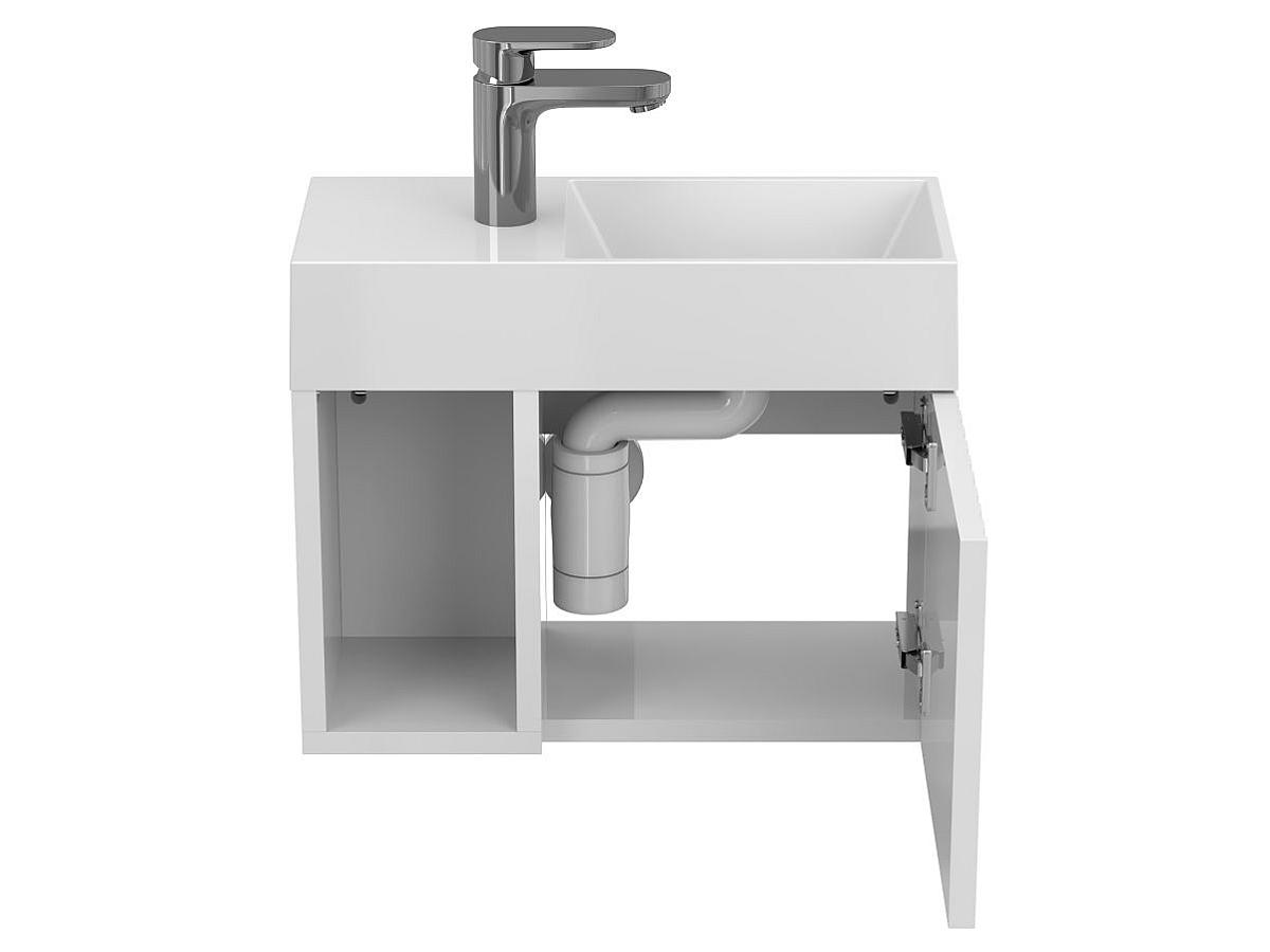 Тумба подвесная AURA белая матовая с умывальником COPPER 500