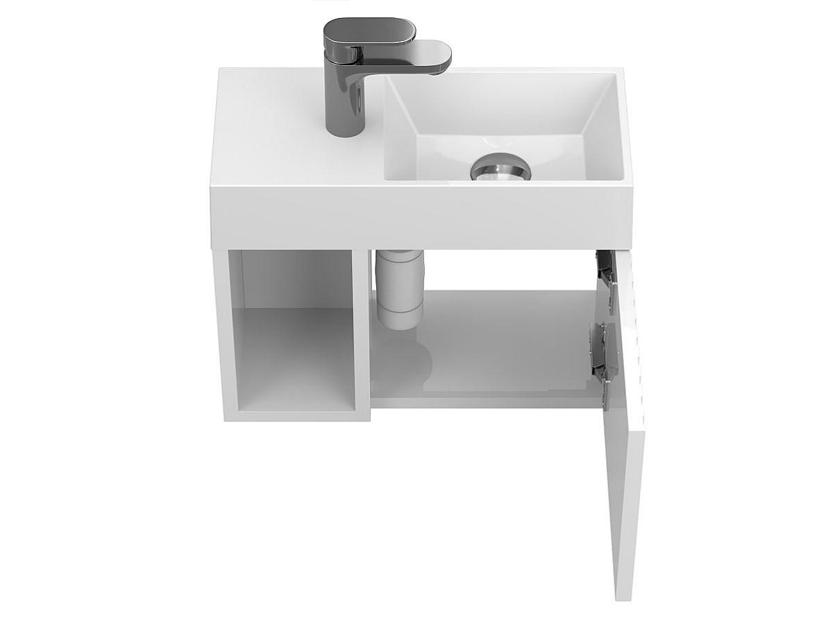 Тумба подвесная AURA белая матовая с умывальником COPPER 500