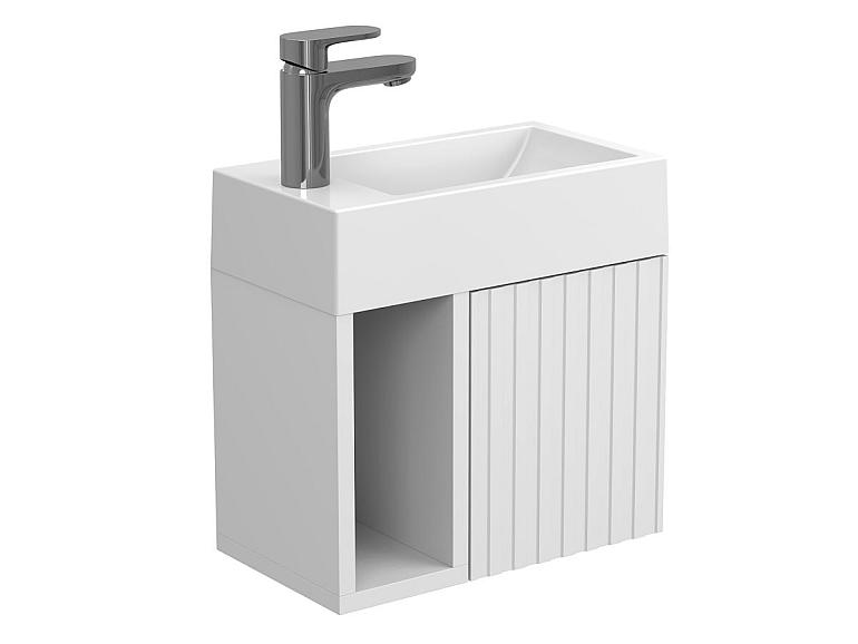 Тумба підвісна AURA біла матова з умивальником FARO