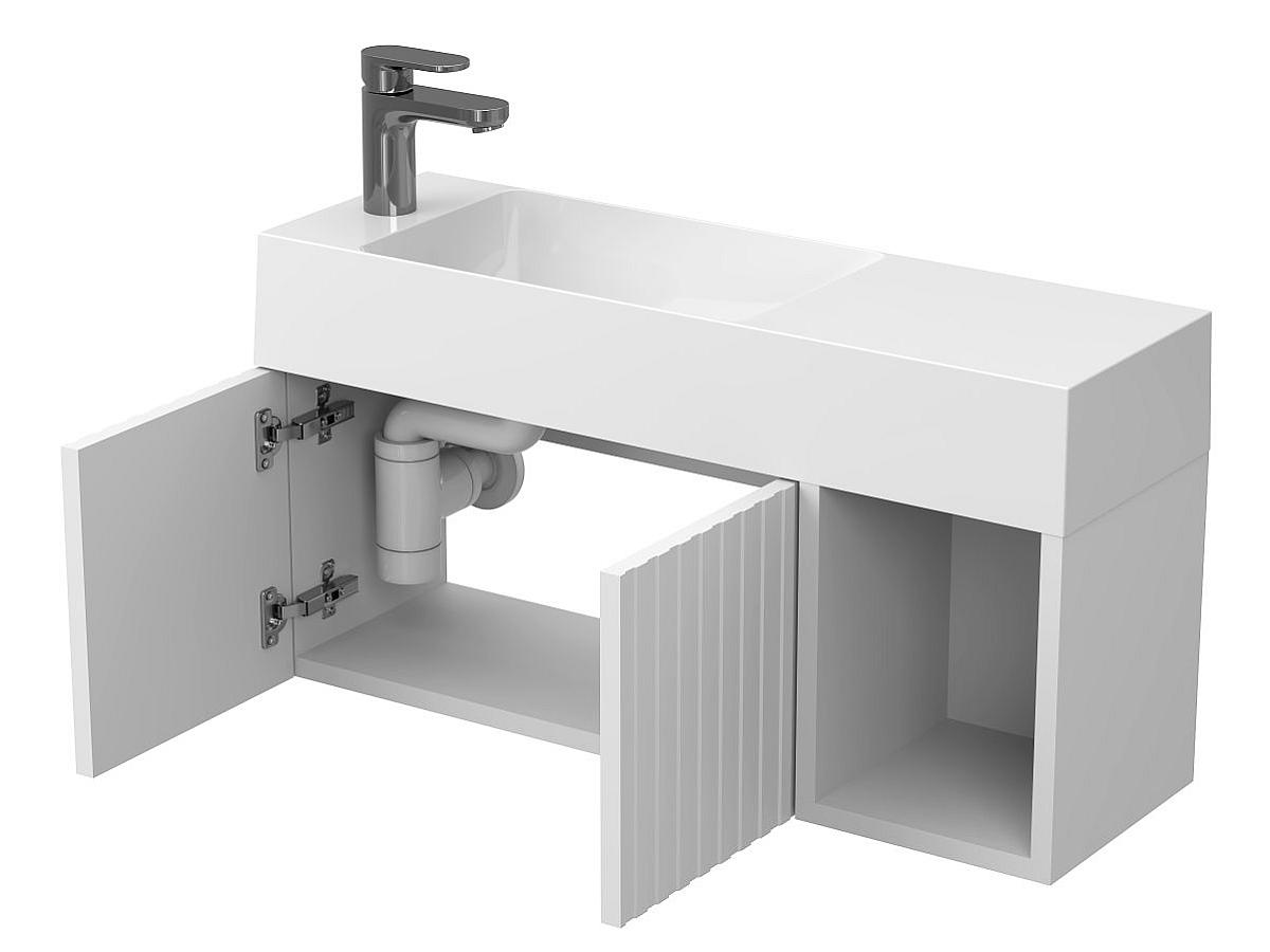 Тумба підвісна AURA біла матова з умивальником SHANGHAI L