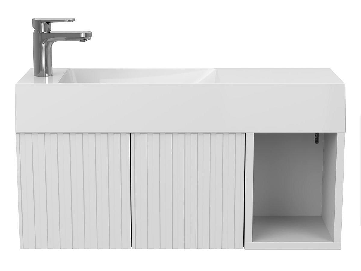 Тумба підвісна AURA біла матова з умивальником SHANGHAI L