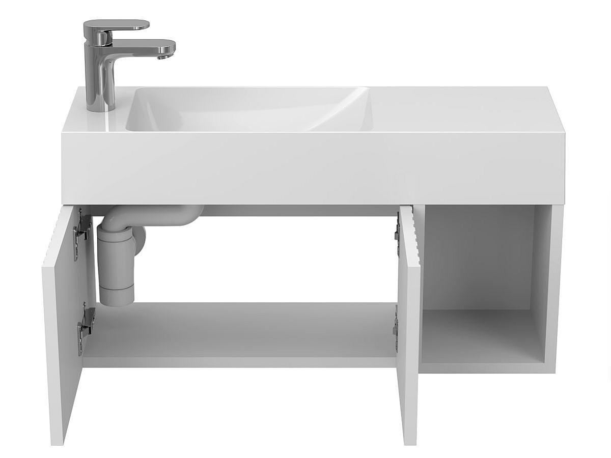 Тумба підвісна AURA біла матова з умивальником SHANGHAI L