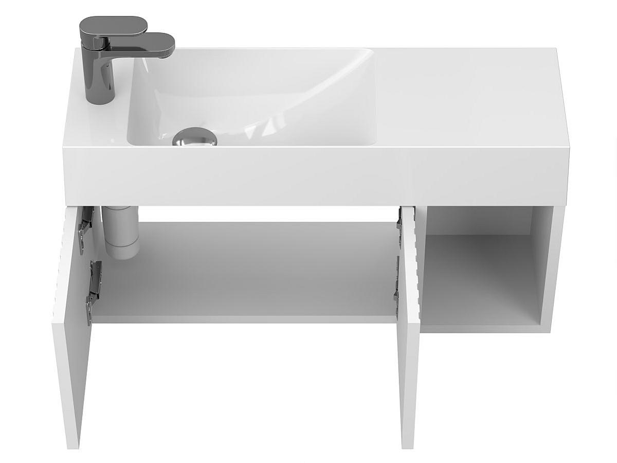 Тумба підвісна AURA біла матова з умивальником SHANGHAI L