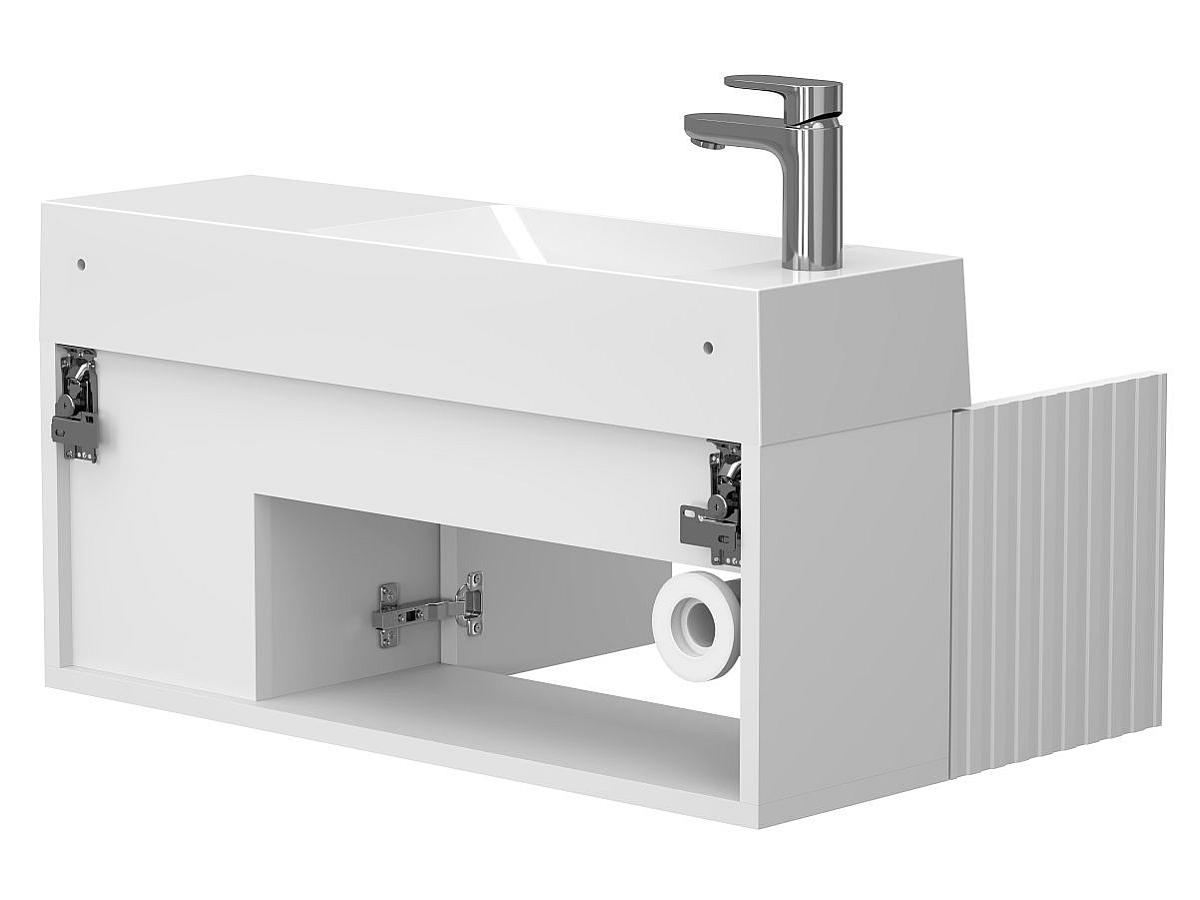 Тумба підвісна AURA біла матова з умивальником SHANGHAI L