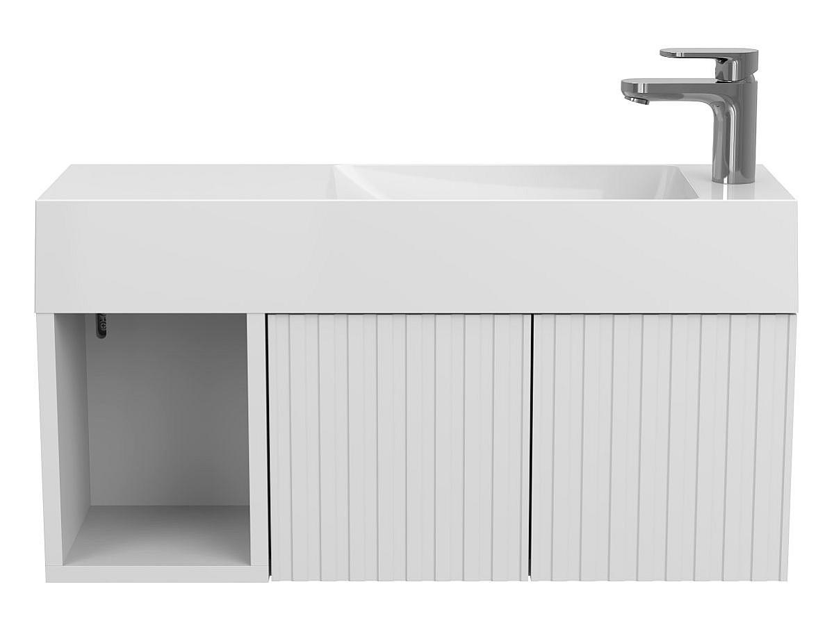 Тумба підвісна AURA біла матова з умивальником SHANGHAI R