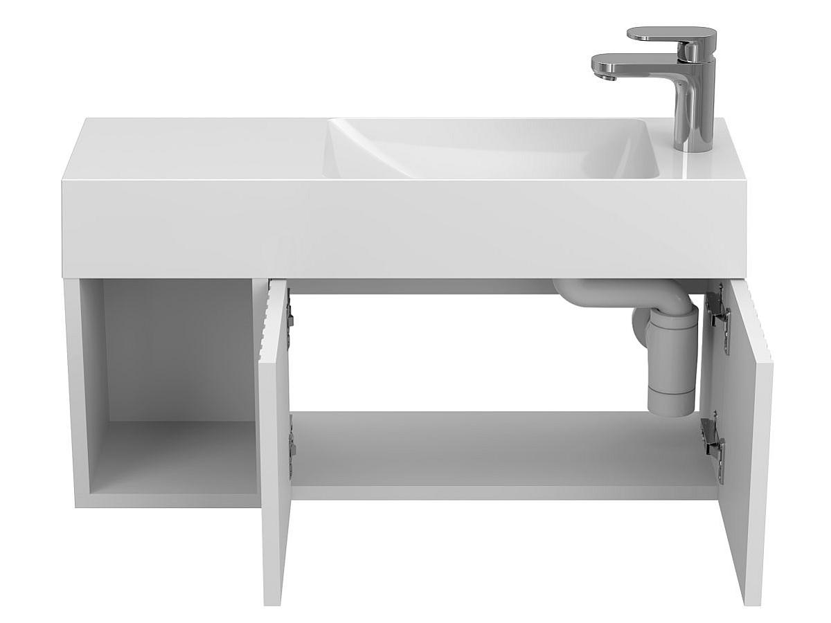 Тумба підвісна AURA біла матова з умивальником SHANGHAI R