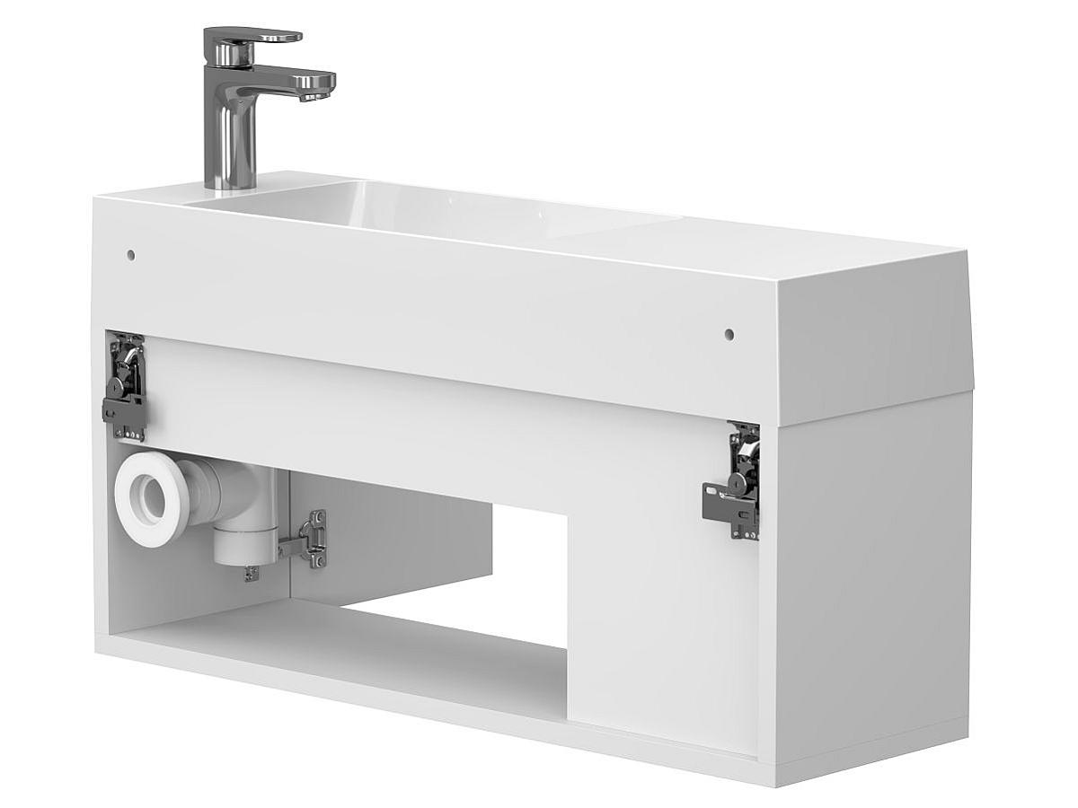 Тумба підвісна AURA біла матова з умивальником SHANGHAI R
