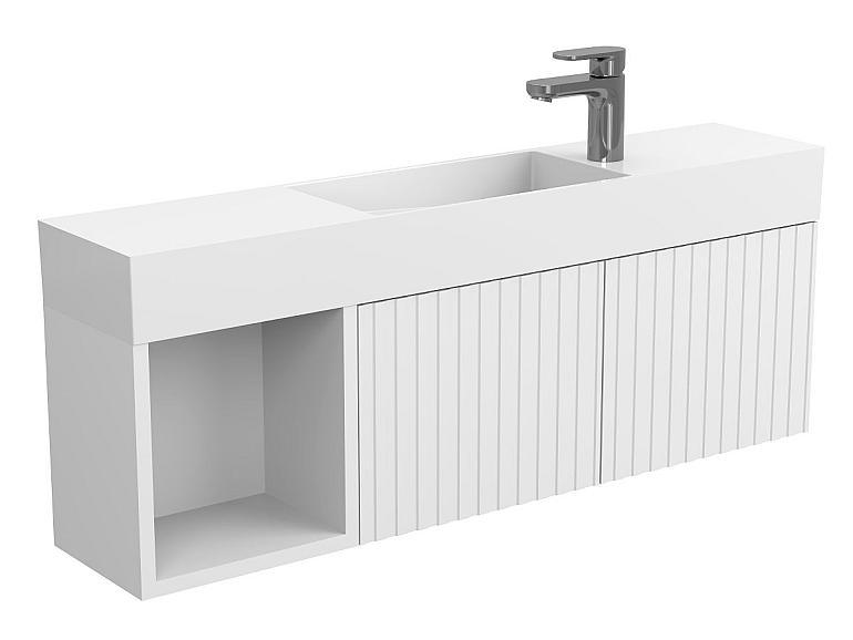 Тумба підвісна AURA біла матова з умивальником TONI 1050