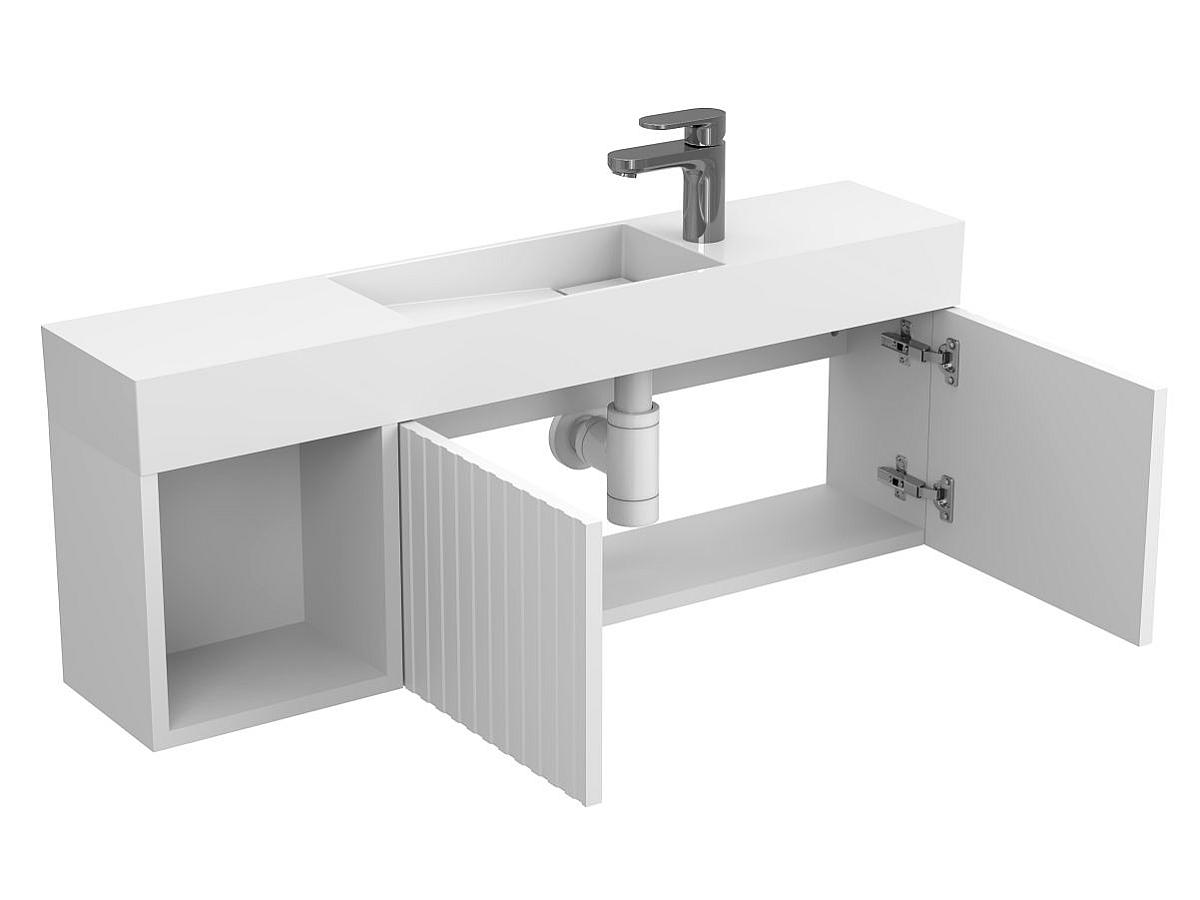 Тумба підвісна AURA біла матова з умивальником TONI 1050