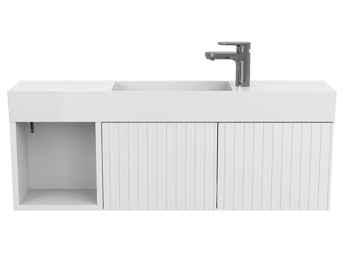 Тумба підвісна AURA біла матова з умивальником TONI 1050