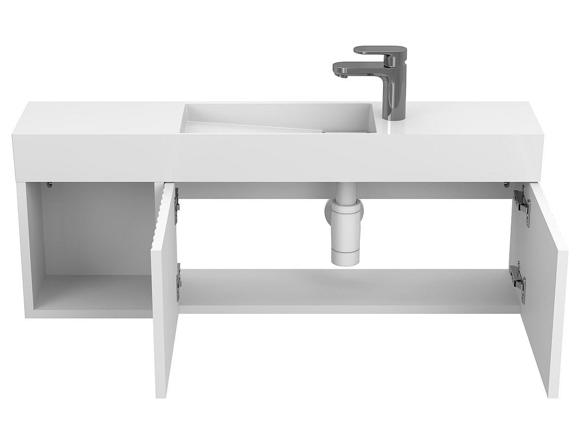 Тумба підвісна AURA біла матова з умивальником TONI 1050