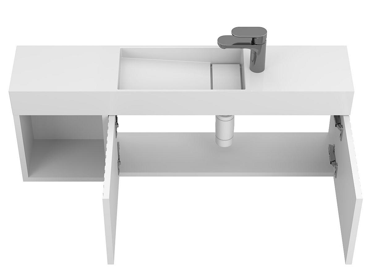 Тумба підвісна AURA біла матова з умивальником TONI 1050