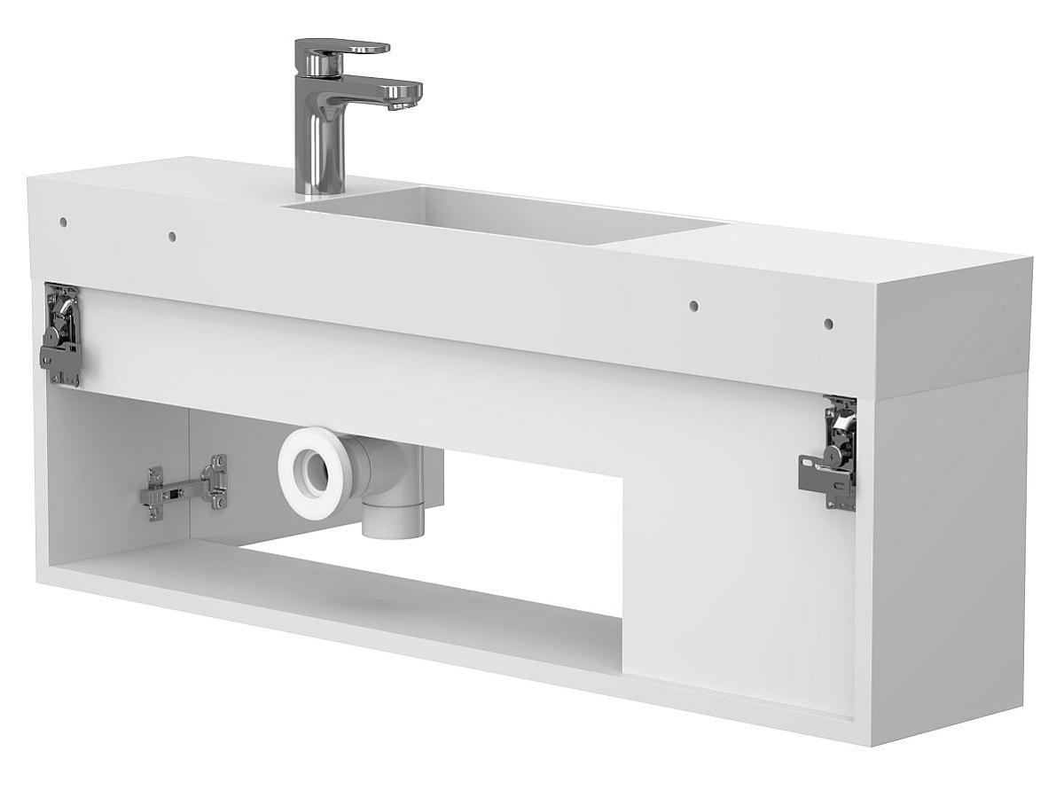 Тумба підвісна AURA біла матова з умивальником TONI 1050