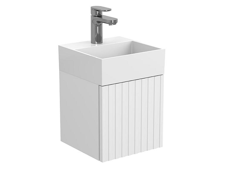 Тумба підвісна AURA біла матова з умивальником TONI 300