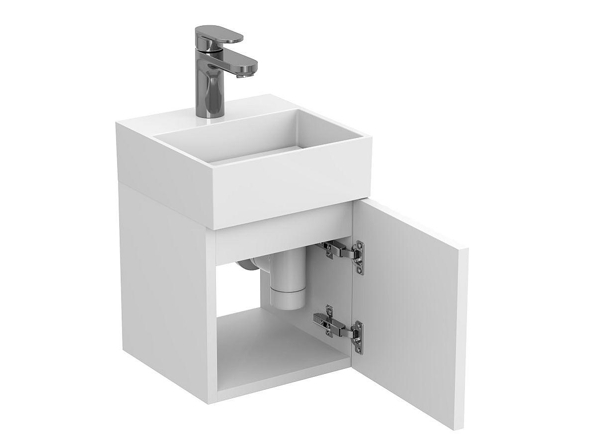 Тумба підвісна AURA біла матова з умивальником TONI 300
