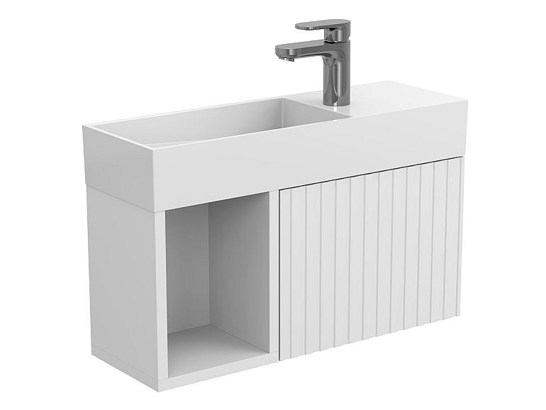 Тумба підвісна AURA біла матова з умивальником TONI 650