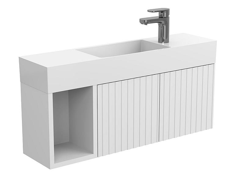 Тумба підвісна AURA біла матова з умивальником TONI 850