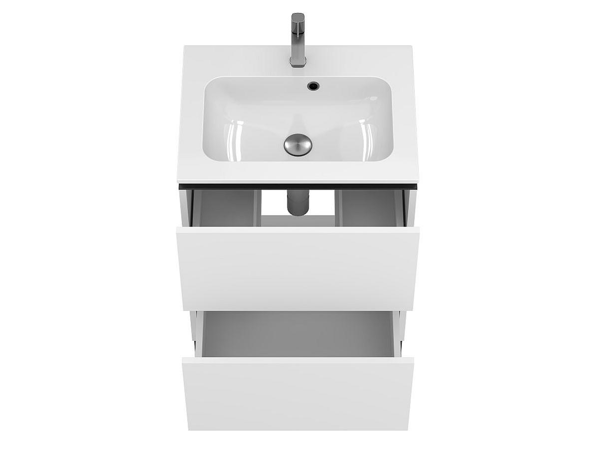 Тумба напольная BORNEO МДФ ламинированый Белый 67961, матовая с умывальником DELLA 600