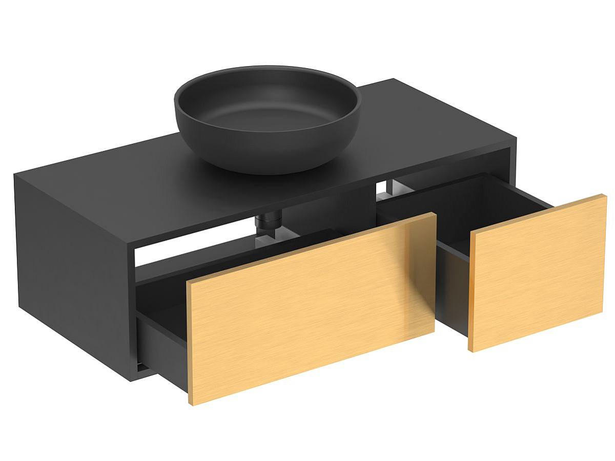 Тумба подвесная CLOUD 1000 Пикассо золото с умывальником MOON