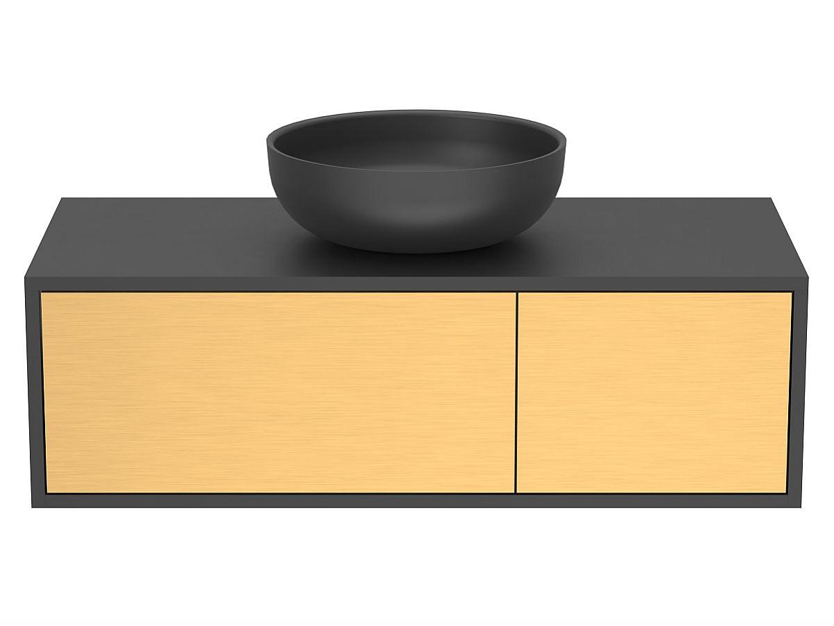 Тумба подвесная CLOUD 1000 Пикассо золото с умывальником MOON