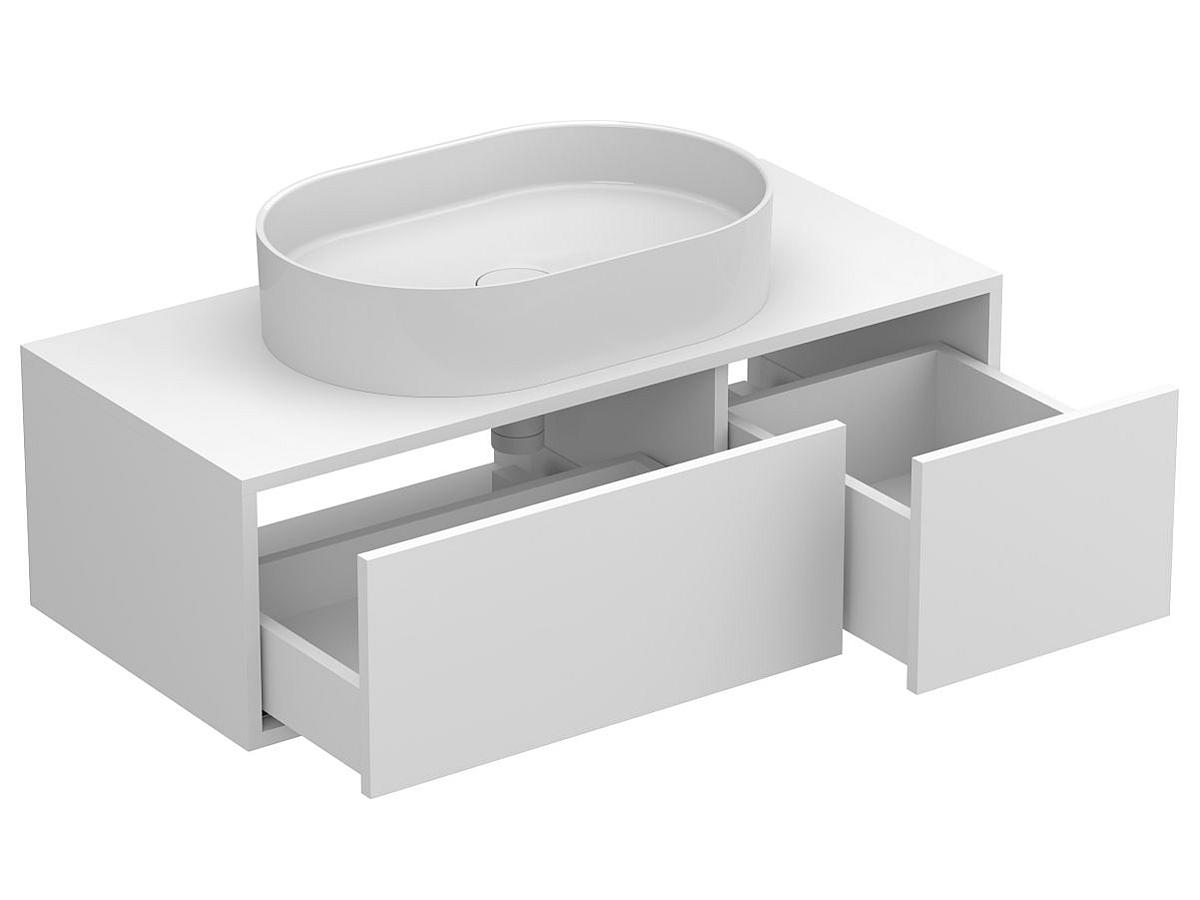 Тумба підвісна CLOUD 1100 Біла матова з умивальником KIRA