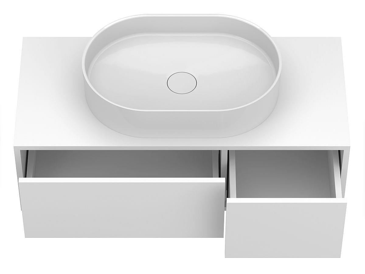 Тумба підвісна CLOUD 1100 Біла матова з умивальником KIRA