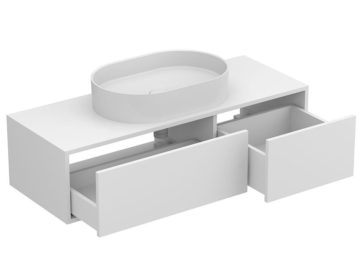 Тумба підвісна CLOUD 1200 Біла матова з умивальником KIRA