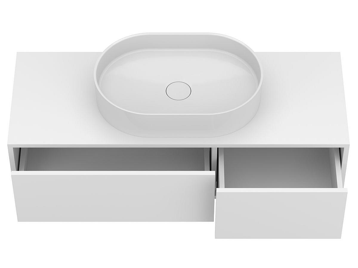 Тумба підвісна CLOUD 1200 Біла матова з умивальником KIRA