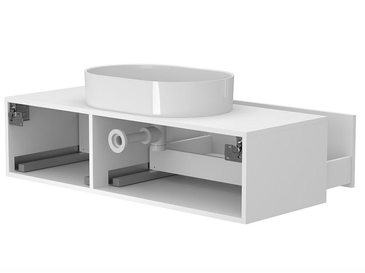 Тумба підвісна CLOUD 1200 Біла матова з умивальником KIRA